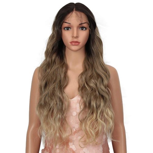 Style Icon 28” Lace Front Wigs Body Wave Middle Part Wig Ombre Blonde Synthetic Wig (28 Inches, SOP22613)