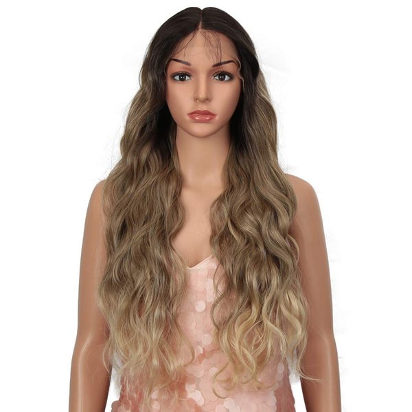 Style Icon 28” Lace Front Wigs Body Wave Middle Part Wig Ombre Blonde Synthetic Wig (28 Inches, SOP22613)