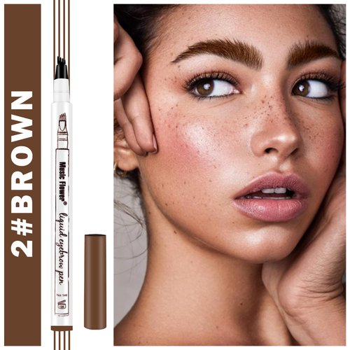 AWCCXMYM Eyebrow Pencil Brow Pencil,Waterproof Eyebrow Pencil Brow Pen with Micro-Fork Tip,Long Lasting Eyebrow Microblading for Natural Beautiful Eye Brown Makeup - Brown