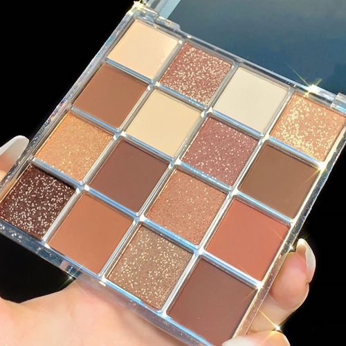 AMY'S DIARY Brown Shiny Gold Eyeshadow Palette Makeup, 16 Colors Matte Glitter Eye shadow Long Lasting Colorful Eye Shadow Plattet for Women Girls (J3)