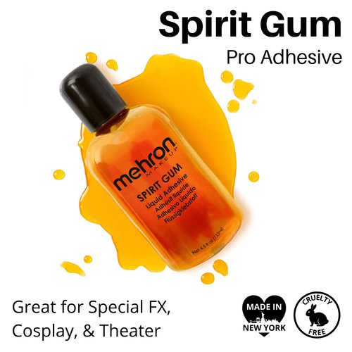 Mehron Makeup Spirit Gum | Spirit Gum Adhesive | Special FX, Cosplay, Halloween, Stage Performance Makeup | Professional Cosmetic Glue Adhesive for Face, Skin, & Body (4.5 oz) (Matte)
