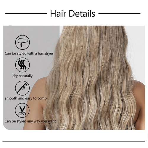 JTW Blonde Wigs for Women Long Wavy Ombre Synthetic Wig 24 Inches(61cm) Heat-resistant synthetic fiber blonde wig Ideal for Everyday Parties and Outdoor Activities
