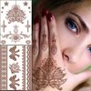 Brown Henna Temporary Tattoo Lace Fake Tattoos Semi Permanent Tattoo Stickers Waterproof Tattoo Markers for Skin Butterfly Stars Design Wedding Party Festival Tattoos Decorations Tattoo Supplies 6PCS