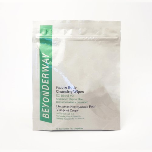 BEYONDERWAY Signature Essential Oil Blend No 2 - Bergamot Mint, Coriander, Lavender Pinyon Pine infused with Aloe Vera Leaf Juice Multipurpose Cleansing Wipe