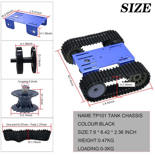 Premium Intelligent 2WD Tank Robot Chassis Platform with 2PCS DC Motors & Plastic Track, RC STEAM Science Kit Compatible with PS2, WiFi, Bluetooth for School Scientific Education, Robotic Competition