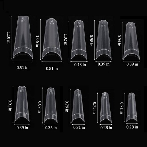 500 Pieces Clear Ballerina Coffin Nail Tips Acrylic Nail Tips Half Cover False Nails Tips Coffin Fake Nails Nail Extension Tips