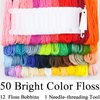 Similane Embroidery Floss 50 Skeins Cross Stitch Thread Rainbow Color Friendship Bracelets Crafts Floss with 12 Pcs Floss Bobbins and 1 Pcs Needle-Threading Tool