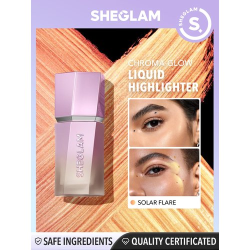 SHEGLAM Chroma-Glow Bloom Liquid Highlighter Color Changing Gel Cream Multichrome Highlighter High-Shine Finish Long Wear Brightening Non-Caking-Solar Flare