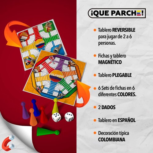 PARQUES MAGNÉTICO Colombiano para 2 a 6 Jugadores Colombian Parques Board Game, Parcheesi Board Game, Juegos De Mesa para Adultos, Productos Colombianos, Colombia