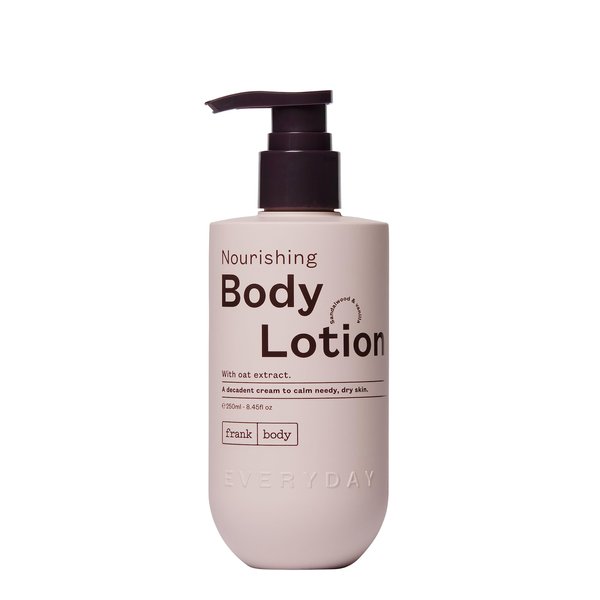 frank body Nourishing Body Lotion | Vegan & Cruelty Free | With Oat Extract, Avocado Oil & Squalene | Gentle, Calming and Last Hydration | Sandalwood & Vanilla Scented (250mL/ 8.45 fl oz)