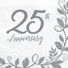 Amscan 25th Anniversary Luncheon Napkins, 16 Ct, 6 1/2" x 6 1/2", Silver