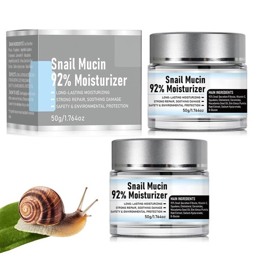 ofmally 2PCS Crema de Baba de Caracol Original, Snail Mucin 92% Moisturizer Daily Face Gel Cream, Moisturizer Face Cream Snail Mucin, Hydrating Snail Mucin Repair Face Gel