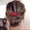BETITETO Bridal Crystal Hair Piece Rhinestone Wedding Small Hair Comb Accessories for Women Girls (Red)