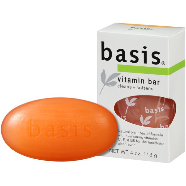 Basis Vitamin Bar Soap - Body Wash Bar Cleans and Softens with Vitamin C, E, and B5 - 4 oz. Bar