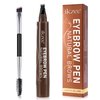 3D Microblading Eyebrow Pencil, 2024 New Waterproof Microblading Eyebrow Pencil Contouring Pen with 4 Fork Tip & Spoolie Brush, Precise Brush-Tip Create Natural Hair-Like Brows (#2 Dark Brown)