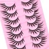 7 Pairs 17MM Fox Eye Lashes False Eyelashes Wispy, Fluffy Fox Eyelashes Cat Eye Lashes Strip Lashes, Lightweight Eyelashes Volume Fake Lashes Eyelash Extensions Natural Looking False Lashes, Black