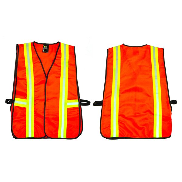 G & F 41113 Industrial Safety Vest with Reflective Stripes, Neon Orange