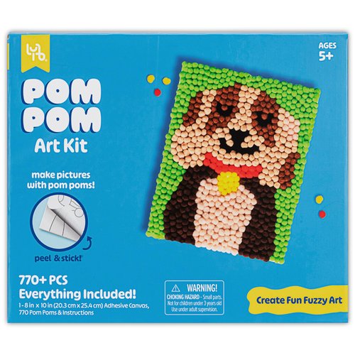 Little Yellow Bicycle: Puppy Pom Pom Art Kit - DIY Craft Project, Make an 8x10 Colorful Picture with Pom Poms, Create Fun Fuzzy Animal Art, Kids 5+