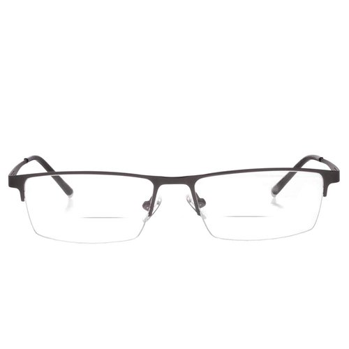 Jcerki Gray Half Frame Business Bifocals Reading Glasses 1.50 Men Women Fashion Light Bifocals Reading Eyeglasses