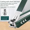 Dark Green Splash-Proof Stainless Steel Nail Clipper Set with 6-Piece Nail Clipper Set, Nail Clipper Repair Tool (Nano Glass File for Shining Nails, Dual Purpose Repair+Ear Spoon+Eyebrow Clipper+diag