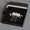 Denifery ONE CLIP Bridal Hair Comb Pearl Wedding Hair Comb in Gold Rose Gold Silver Bridal Headpiece Pearl Hair Comb Wedding Hair Accessory Rhinestone Hair Comb (Gold)