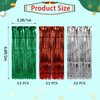 Lucleag 6Pcs Christmas Foil Fringe Curtains, 3.3X6.6Ft Christmas Fringe Curtain Backdrop, Red Green Silver Metallic Tinsel Foil Fringe Streamers Curtains Background for Christmas Party Supplies