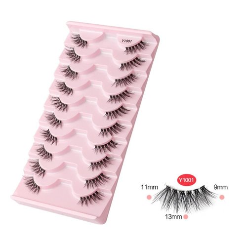 Half Lashes with Clear Band, Natural Look Cat Eye False Eyelashes 3D Wispy Accent Lashes Fake Eyelashes Soft Fluffy Half Eyelashes 10 Pairs