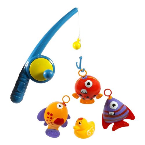 Realistic Hook and Reel Fishing Toy for Bathtub | Baby Bath Toy Fishing Set | Pool Playset with a Fishing Rod, 3 Fishes & a Ducky for Kids Ages 3+
