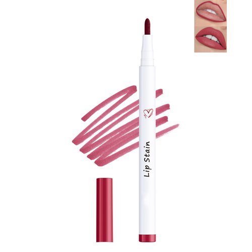 Lip Stain Marker Pen, Cherry Red Lip Liner Stain Liquid Lipstick Lipliner Pencil Longlasting Waterproof, Matte Lip Color Lipstain Tint Precise Chisel Tip Marker Lipgloss Lip Makeup for Women-01