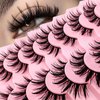 7 Pairs Manga Lashes Wet Look 16mm Flu-ffy D Curl Lashes Volume Spiky Lashes Dramatic Cosplay Lashes Wispy Fairy Lashes Faux Mink False Eyelashes Japanese Korean Lashes(S22)