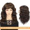 WIGNEE Natural Wave Wigs with Bangs Ombre Brown Curly Bob Wig for Black Women Mixed Brown Hightlights Wig for Women Shoulder Length Wavy Synthetic Wigs(14 Inch)
