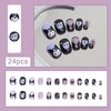 Generic 24PCS Black Rabbit Short Press on Nails,Black and Purple Press on Nails Short for Girls and Women,Fake Nails Kit with Glue Jelly Glue Stick Mini File and Wet Wipes