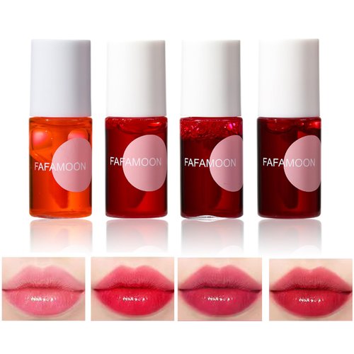 Riroenst Lip Tint Stain Set, 4 Colors Lip Stain,Multi-Use Lip and Cheek Tint, Long Lasting,Lightweight, Waterproof, Transfer-Proof, Non-sticky