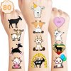 Goat Temporary Tattoos 8 Sheets 80 PCS Farm Goat Party Decorations Supplies Favors Animals Theme Birthday Cute Stickers Christmas Gifts for Boys Girls Class School Prizes Carnival