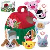 Elfew Baby Toys 6-12 Month, Soft Barn Farm with Stuffed Animals, Baby Montessori Sensory Toys, Plush Farm Animals for Toddlers 1-3, Plush Play Set with Barn
