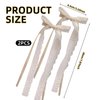 2 Pcs Lace Hair Bows Hair Clips, Cute Hair Bow Alligator Hair Barrette Hair Accessories, White Lace Bows for Hair, Bows for Hair with Long Tail