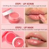 Lip Scrub & Lip Mask Set, Cherry Lip Exfoliator Scrub, Christmas Gifts Stocking Stuffers Gift for Women, Overnight Suger Lip Treatment, Repair Dry Cracked Lips - with Lip Brush (10g*2)