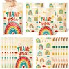 ArowlWesh Boho Rainbow Party Favor Bags - 50Pcs Plastic Retro Boho Rainbow Candy Treat Gift Bag with Handles Stars Cloud Snack Goodie Bags Wedding Birthday Party Supplies Baby Shower Decor