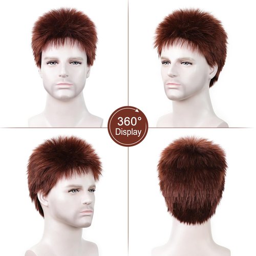 SEVENCOLORS Mens Wig Short Auburn Wigs for Men Male Natural Straight Hair Synthetic Wigs Lightweight Buzz Cut Cosplay Daily Wig