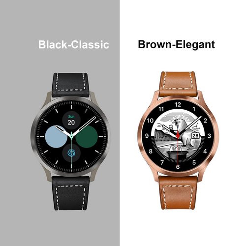 Yeejok Vivoactive 3 Leather Watch Bands for Men Women, 20mm Quick Release Genuine Leather Straps with Silver Metal Buckle Compatible for Garmin Vivoactive 3 Music/Forerunner 645/245 Smartwatch, 2 Pack