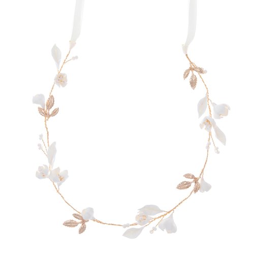 SELFCLOUD Flower Crown Headband with Pearls for Wedding, Birthday Party, Bridal Shower, Graduation (Gold, D2815)