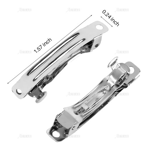 AUEAR, 50 Pack 40mm Blank French Barrette Metal Rectangle Hair Clips Iron Alligator for DIY Clip Craft