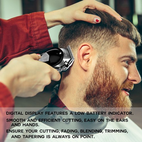 Caliber .44 Magnum FMJ Cordless Clipper Kit - Professional Clippers for Hair, Beard and Mustache - Rechargeable Grooming Electric Razor for Men - With Grips, Oil, Cleaning Brush & Comb Guards