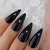 Sharp Pointed Fake Nails Black Gelnails Medium-Long Size Real Stiletto Point Acrylic Nail Tips 24