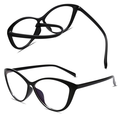 SOJOS Oversized Cateye Blue Light Blocking Glasses Women TR90 Lightweight Frame Computer Eyeglasses SJ5057 with Black Frame/Anti-Blue Light Lens