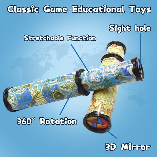 Anyumocz 2 Pcs Magic Kaleidoscope,Old World Kaleidoscope Classic Toys,Stretchable Long Classic Kaleidoscope Toy for Boys and Girls Gifts,Children Toys(Two Colors)