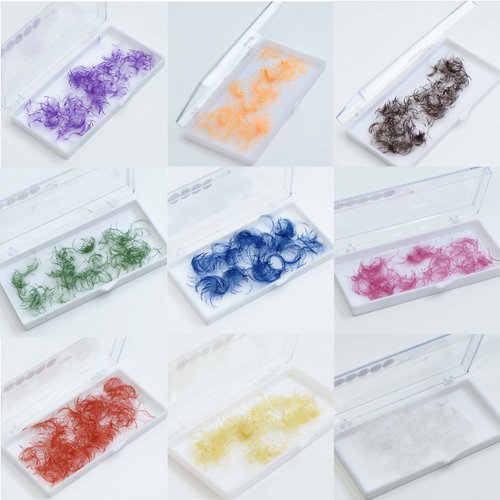 VNE 500 Fans Colorful Lash Extensions | Premade Volume Lash Extensions | Premade Mega Volume Fans | Colored Lash Extension | Russian Volume Eyelash Extensions |6D, Red, C Curl, 12mm