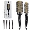 AM 8:00 Round Hair Brush for Blow Drying, Salon Blowout Hair Styling with Antistatic Bristles for Wet or Dry Hair, Ceramic Ion Thermal Barrel with 4 Hair Clips