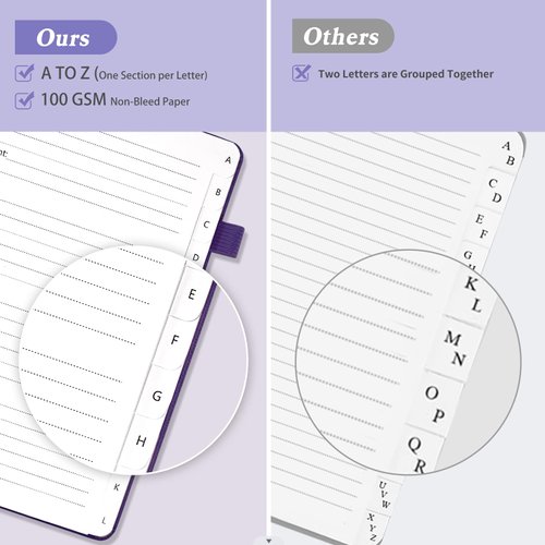 Address Book with Alphabetical Tabs, Hardcover Password Book, Address Organizer Keep Track of Phone Numbers, Special Days, Birthdays, Anniversaries and Notes (5.3'' x 7.7", Purple)