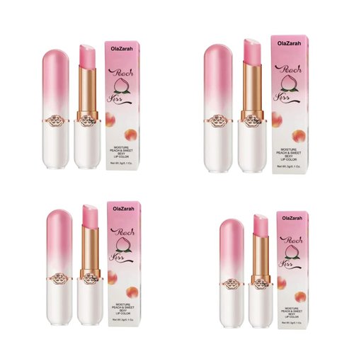 OLAZARAH Moisture-Infused Peach Lip Gloss/Balm: Pink Tint for Sweet, Sexy Lips & Hydrating and Waterproof Formula for Long-Lasting Sweetness, 2 oz (Lots of 4)
